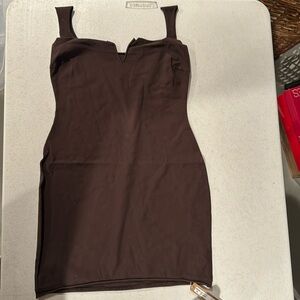 SKIMS Raw Edge Slit Front Mini Dress